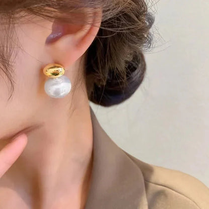 BowLift | Classy Gold Accented Pearl Stud Earrings