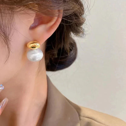 BowLift | Classy Gold Accented Pearl Stud Earrings