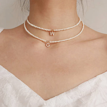 BowLift | Classy Pearl Dainty Initial Letter Necklace