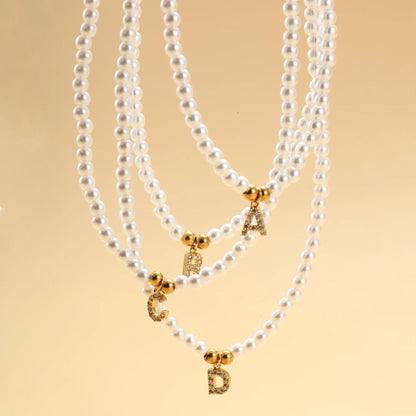 BowLift | Classy Pearl Dainty Initial Letter Necklace