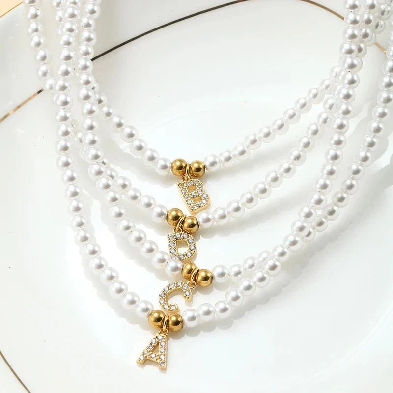 BowLift | Classy Pearl Dainty Initial Letter Necklace