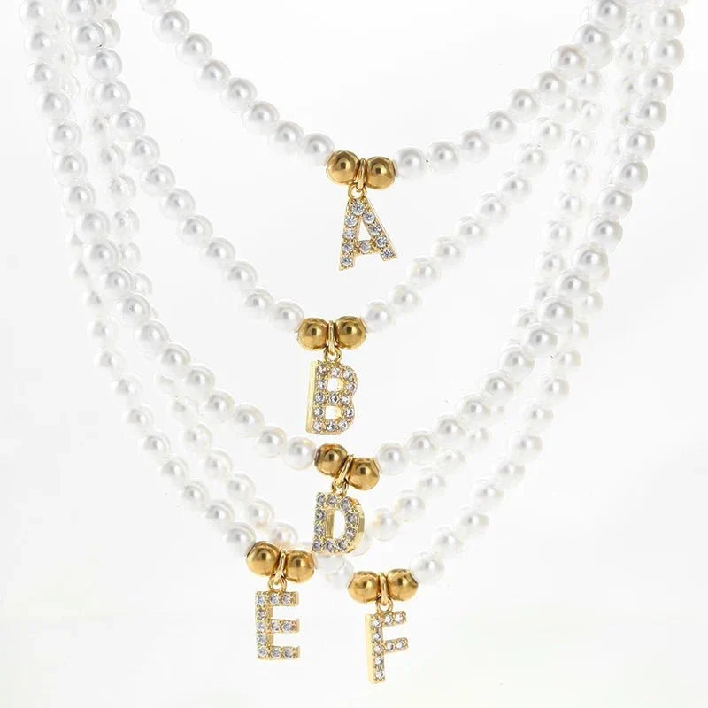 BowLift | Classy Pearl Dainty Initial Letter Necklace