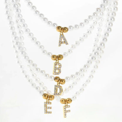 BowLift | Classy Pearl Dainty Initial Letter Necklace