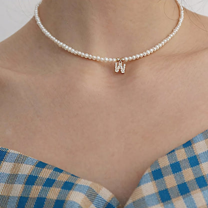 BowLift | Classy Pearl Dainty Initial Letter Necklace