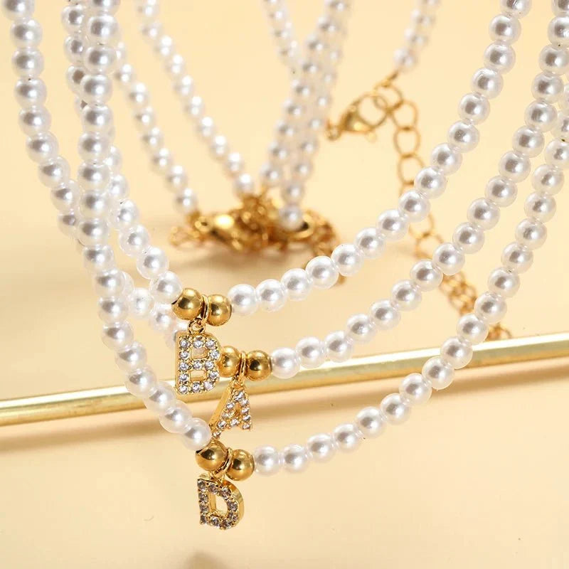 BowLift | Classy Pearl Dainty Initial Letter Necklace
