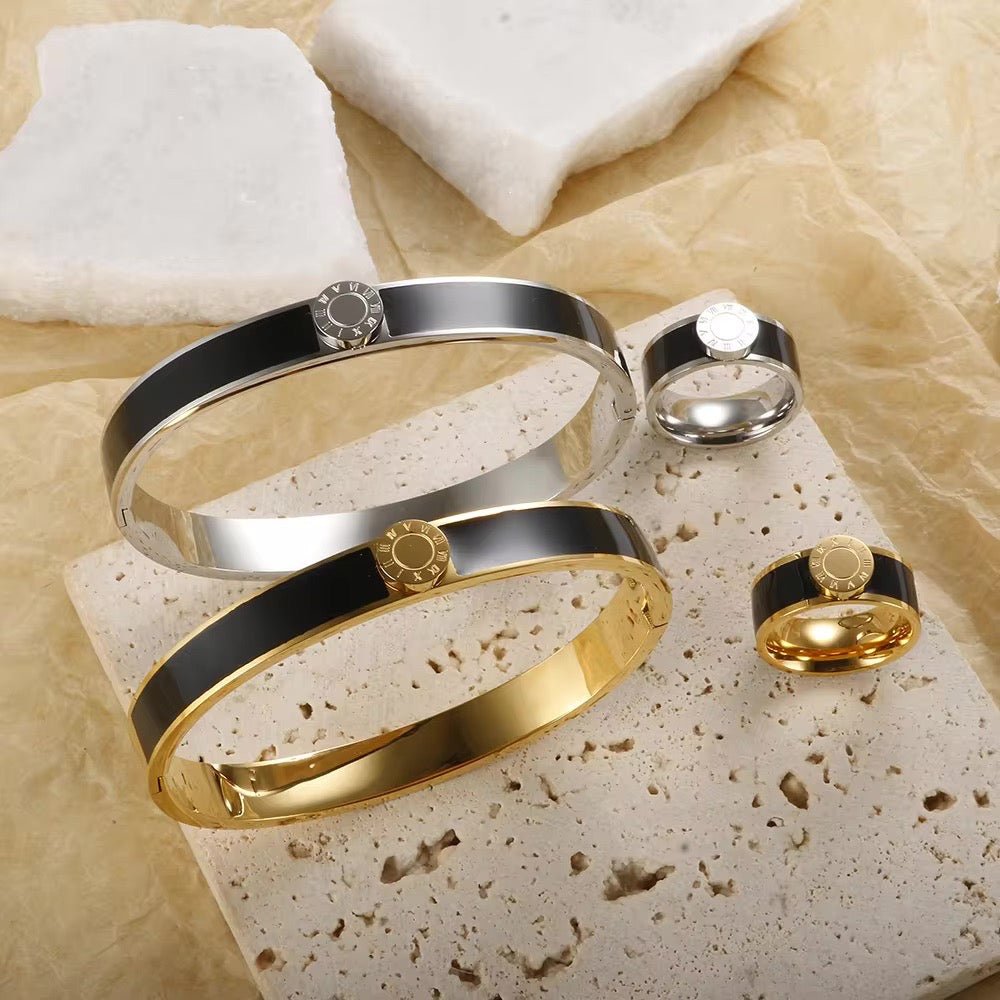 BowLift | Classy Roman Numeral Bangle Bracelet and Rings