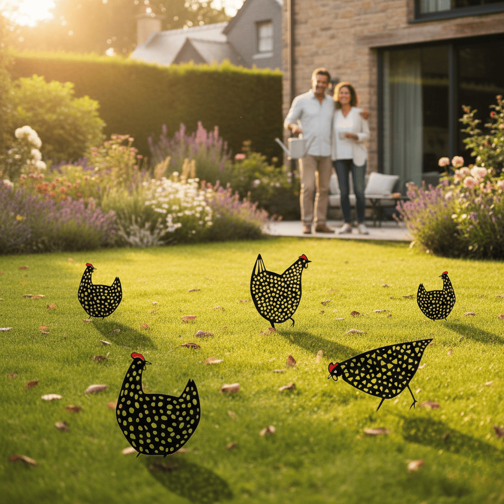 Skanto | Cluckura – Weather-Resistant Metal Chicken Statue for Garden & Patio