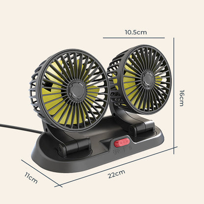 Mini Swivel Fan with Double Head for Car | Skanto