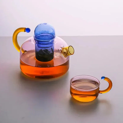 Skanto | Colorful Glass Teapot Set with Contrast Accents – Heat-Resistant & Stylish