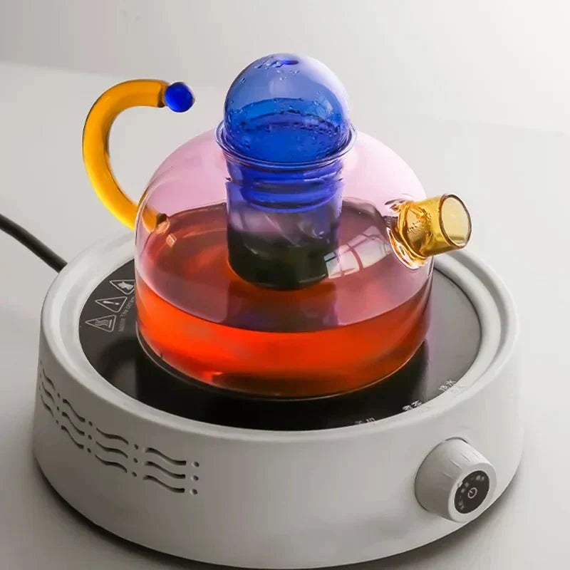 Skanto | Colorful Glass Teapot Set with Contrast Accents – Heat-Resistant & Stylish