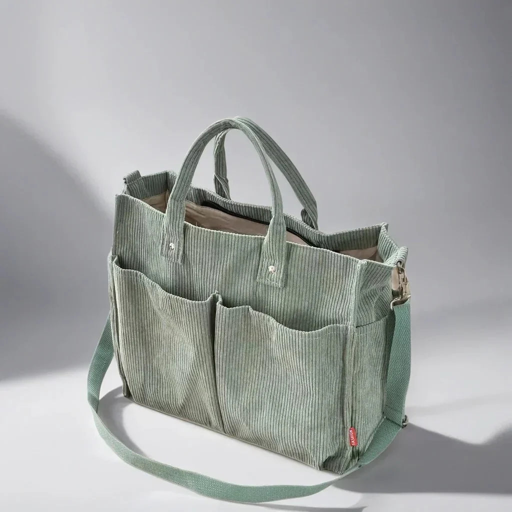 Cord Shoulder Bag Women's Spacious and Robust for School and Work | Karnz