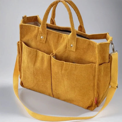 Cord Shoulder Bag Women's Spacious and Robust for School and Work | Karnz