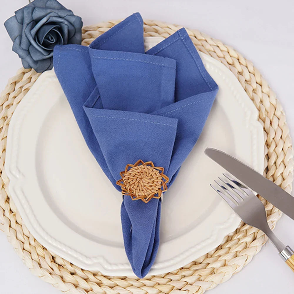Set of 10 Cotton Napkins in Solid Color Design | Skanto