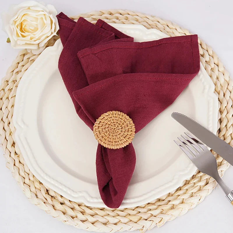 Set of 10 Cotton Napkins in Solid Color Design | Skanto