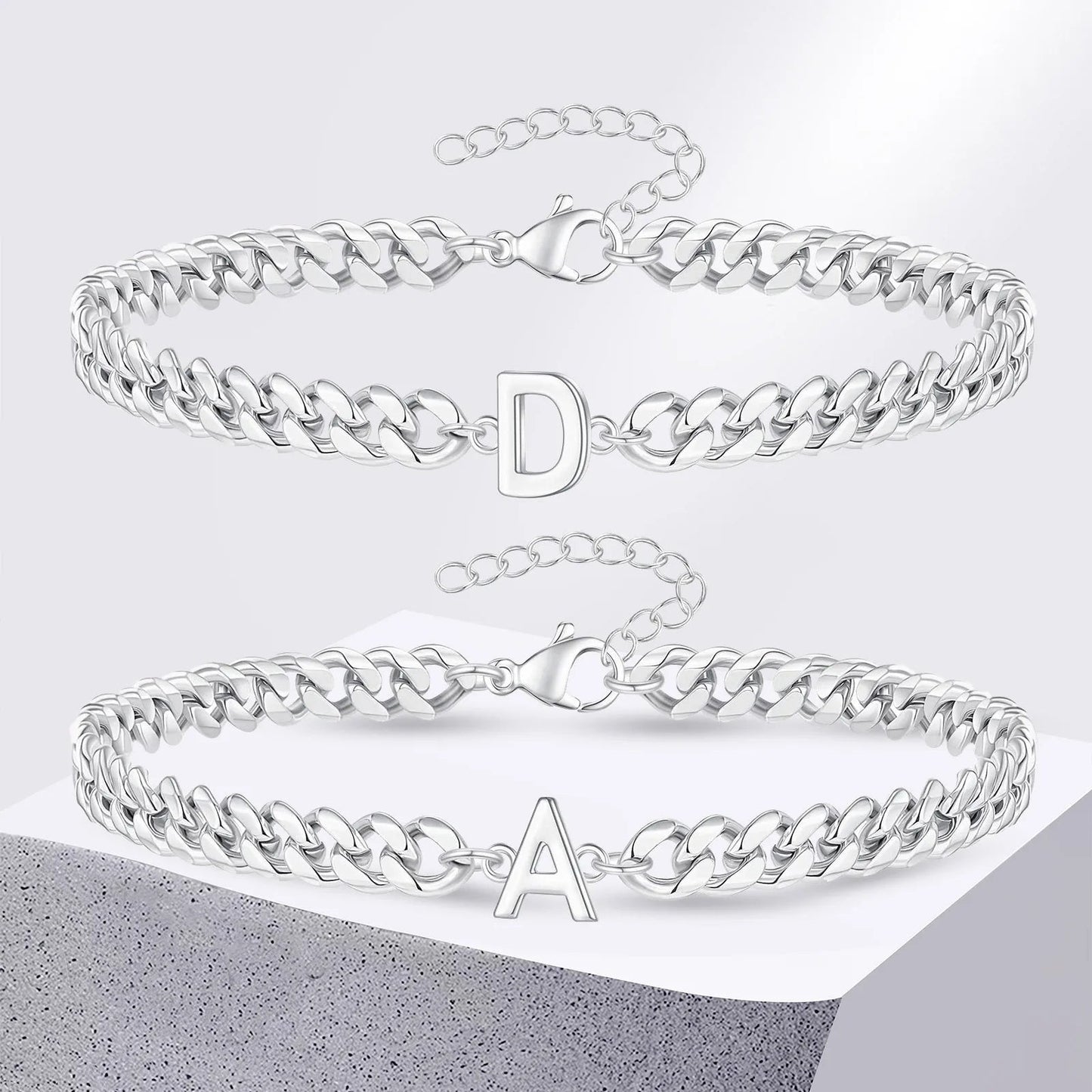 BowLift | Couples Letter Initial Cuban Bracelet