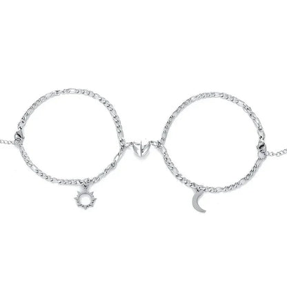 BowLift | Couples Magnetic Heart Sun & Moon Bracelet Set