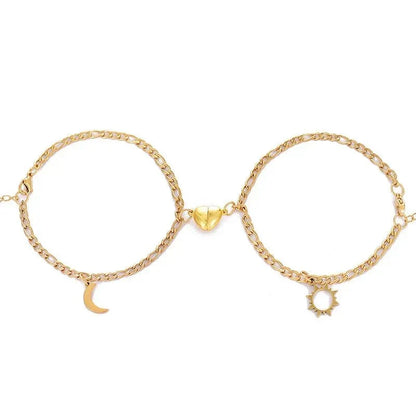 BowLift | Couples Magnetic Heart Sun & Moon Bracelet Set