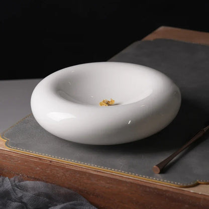 Creative Circular White Ceramic Plate with Double Layer Insulation | Bowlift