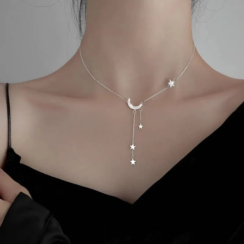 BowLift | Crescent Moon Dangling Star Necklace