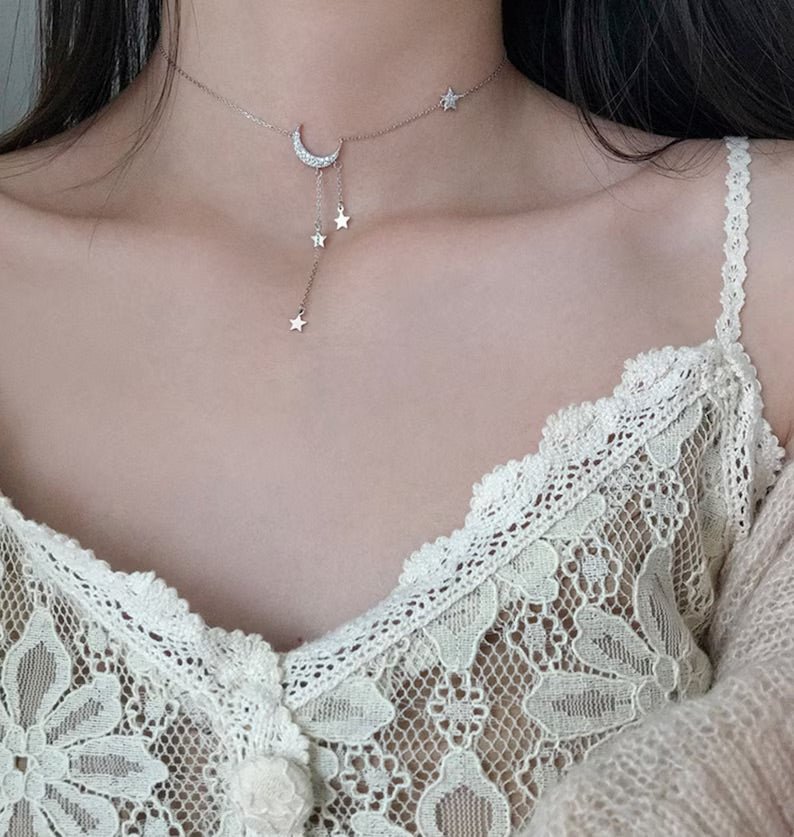 BowLift | Crescent Moon Dangling Star Necklace