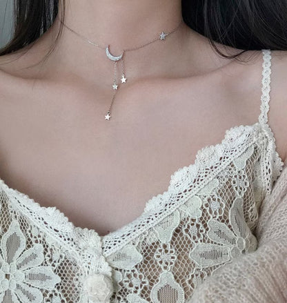 BowLift | Crescent Moon Dangling Star Necklace