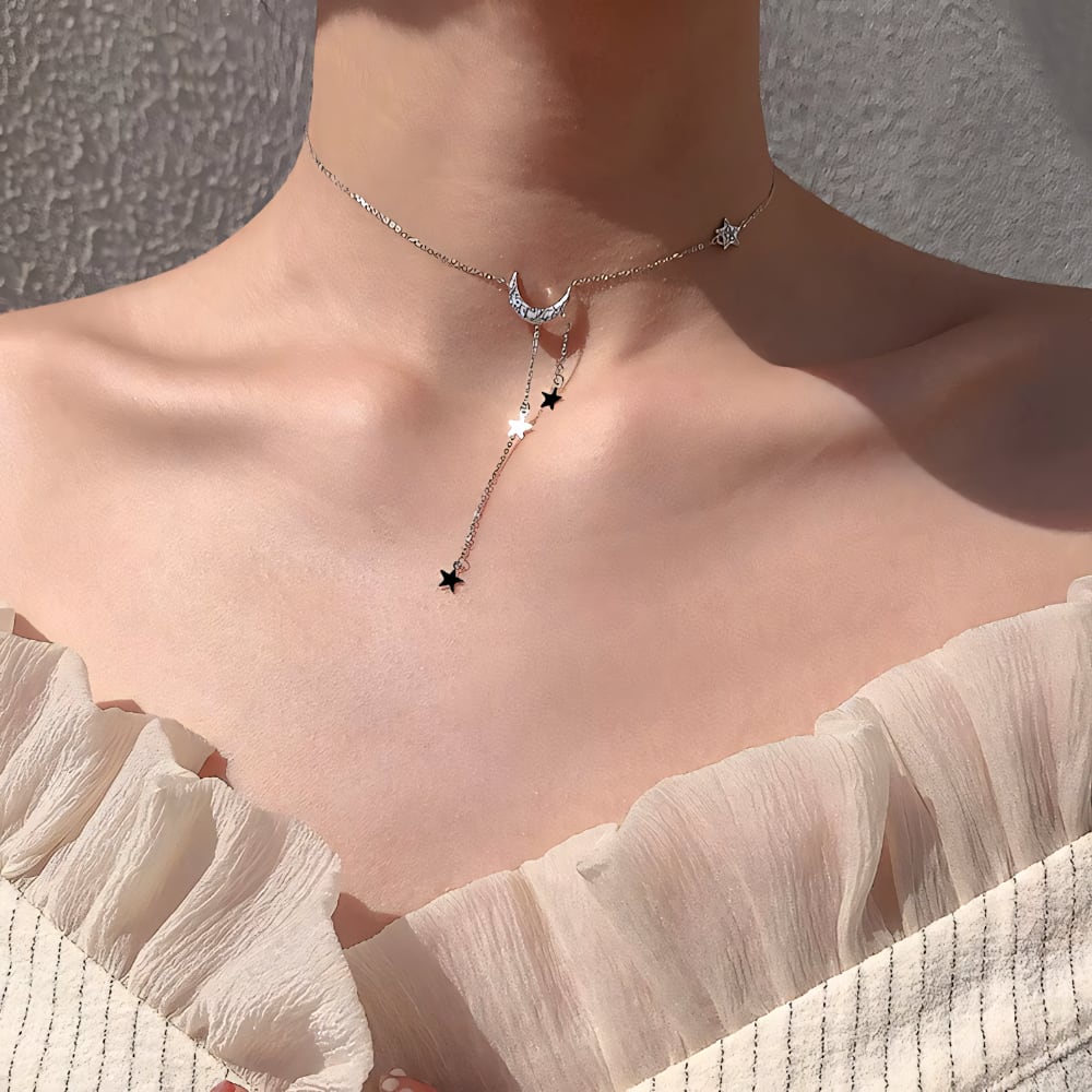 BowLift | Crescent Moon Dangling Star Necklace