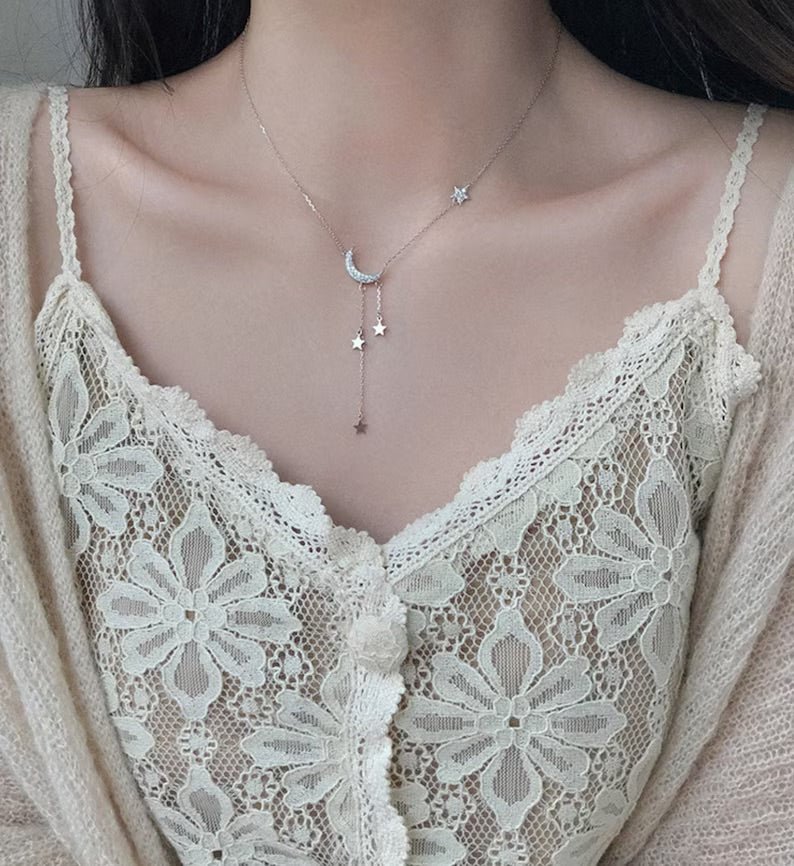 BowLift | Crescent Moon Dangling Star Necklace