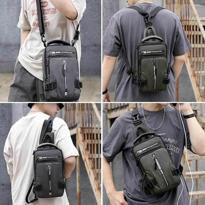 Skanto | Waterproof Oxford Crossbody Bag, Anti-theft Sling Bag, USB Charging & Multi-Pocket Design