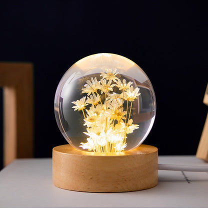 Kalsten | Crystal Ball Lamp with Eternal Flowers – Lumora