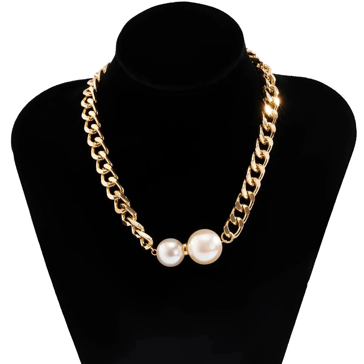 Skanto | Cuban Link Chain Pearl Ends Necklace