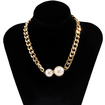Skanto | Cuban Link Chain Pearl Ends Necklace