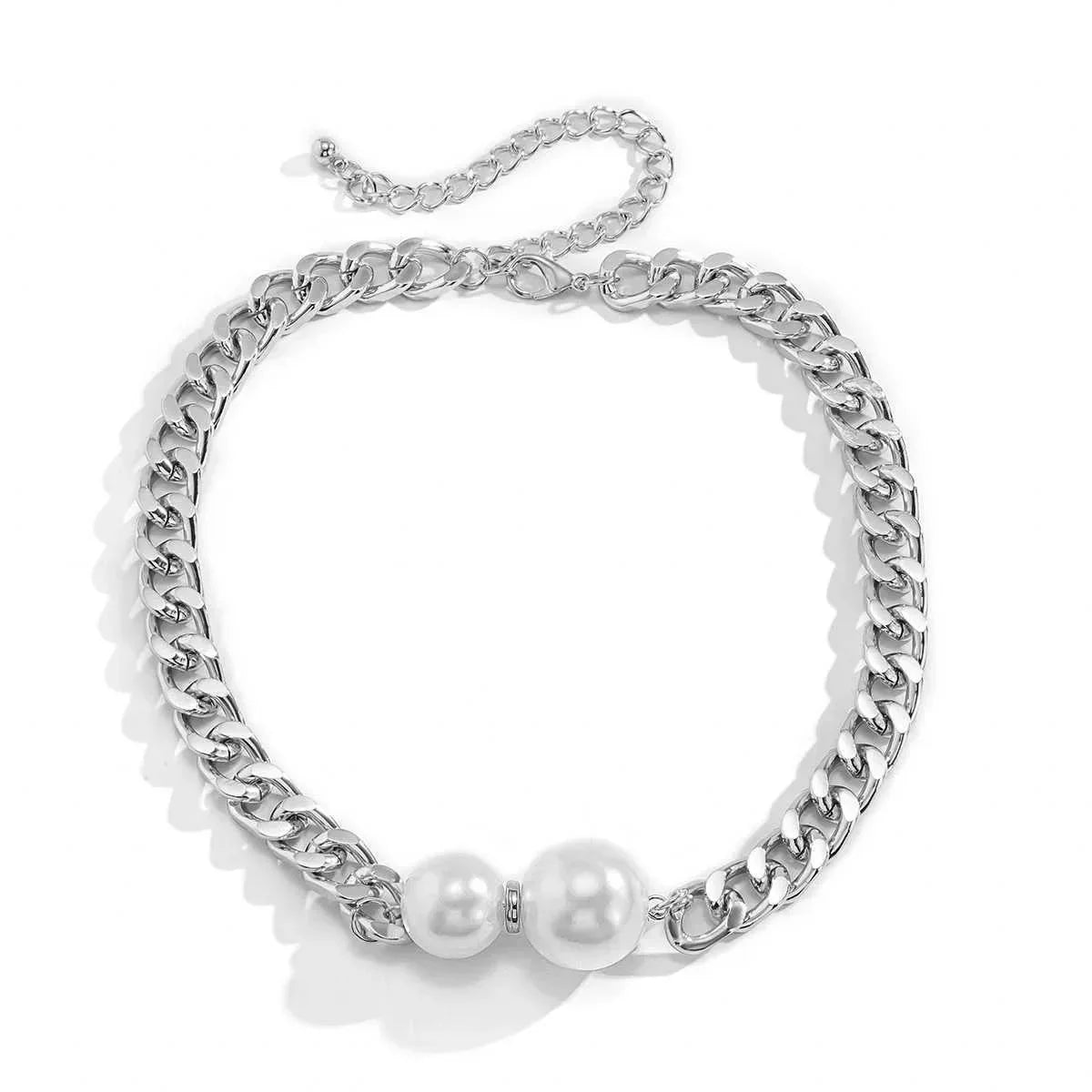 Skanto | Cuban Link Chain Pearl Ends Necklace