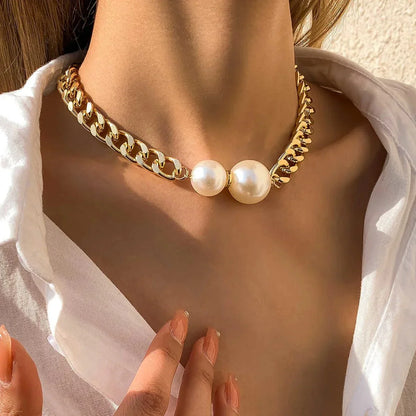 Skanto | Cuban Link Chain Pearl Ends Necklace