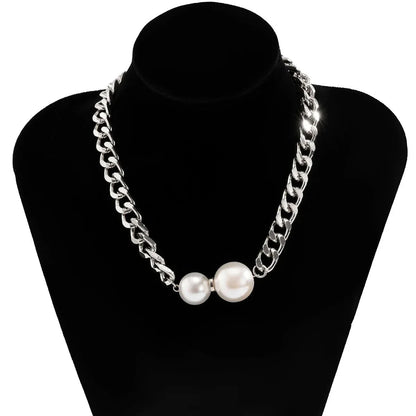 Skanto | Cuban Link Chain Pearl Ends Necklace