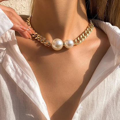 Skanto | Cuban Link Chain Pearl Ends Necklace