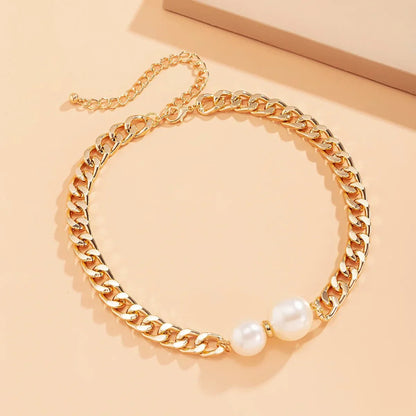 Skanto | Cuban Link Chain Pearl Ends Necklace