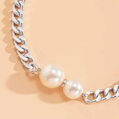 Skanto | Cuban Link Chain Pearl Ends Necklace