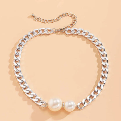 Skanto | Cuban Link Chain Pearl Ends Necklace