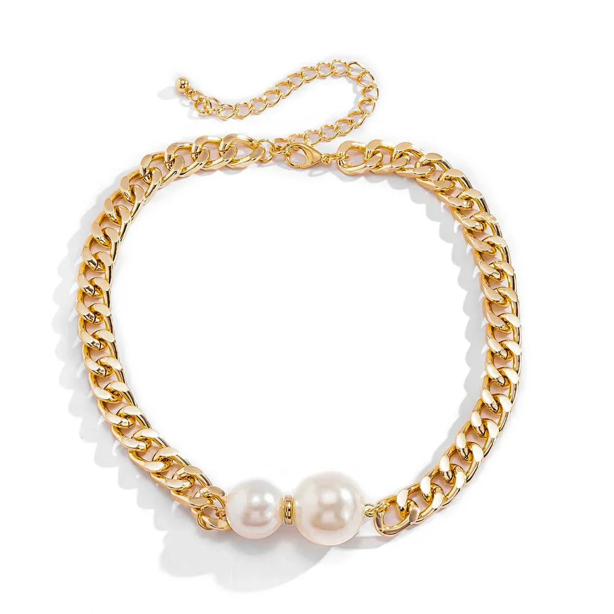 Skanto | Cuban Link Chain Pearl Ends Necklace