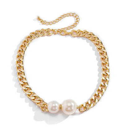 Skanto | Cuban Link Chain Pearl Ends Necklace