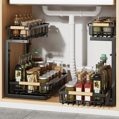 Skanto | Curcura – Heavy-Duty Adjustable Steel Cart for Under the Sink for Kitchen and Bathroom