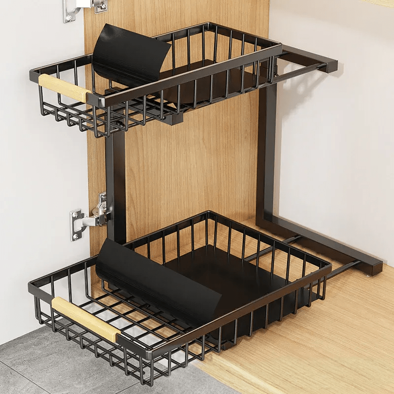 Skanto | Curcura – Heavy-Duty Adjustable Steel Cart for Under the Sink for Kitchen and Bathroom