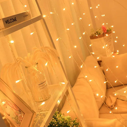 Skanto | Curtain Christmas Lights 8 Modes Control - Remote Control Decorative Hanging Lights