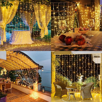Skanto | Curtain Christmas Lights 8 Modes Control - Remote Control Decorative Hanging Lights