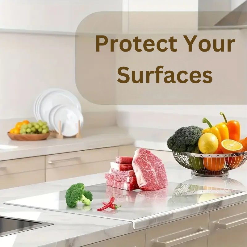 Skanto | Clear Cutting Board with Edge | Transparent Acrylic Kitchen Countertop Protector