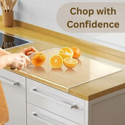 Skanto | Clear Cutting Board with Edge | Transparent Acrylic Kitchen Countertop Protector