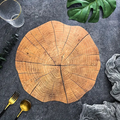 Sandsberg 4-piece Set Tree Ring Placemats | Natural Wood Look | Heat Resistant & Non-Slip