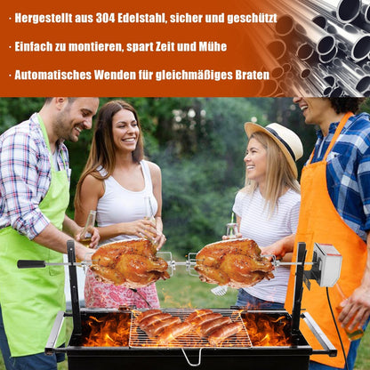 BBQ Rotisserie Spit Stainless Steel Motor 4x Meat Fork | Karnz