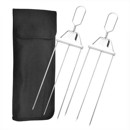 BowLift | Stainless Steel 3-Prong BBQ Grill Skewers