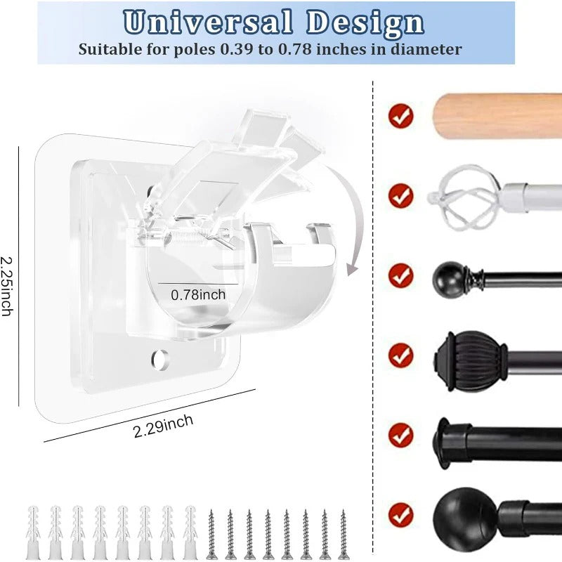 BowLift | Nail-Free Adjustable Curtain Rod Bracket Holders – Drill-Free & Wall-Safe